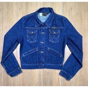 Wrangler Vintage Denim Trucker Jacket Made‎ in USA Blue Cotton B1457PW Size 9
